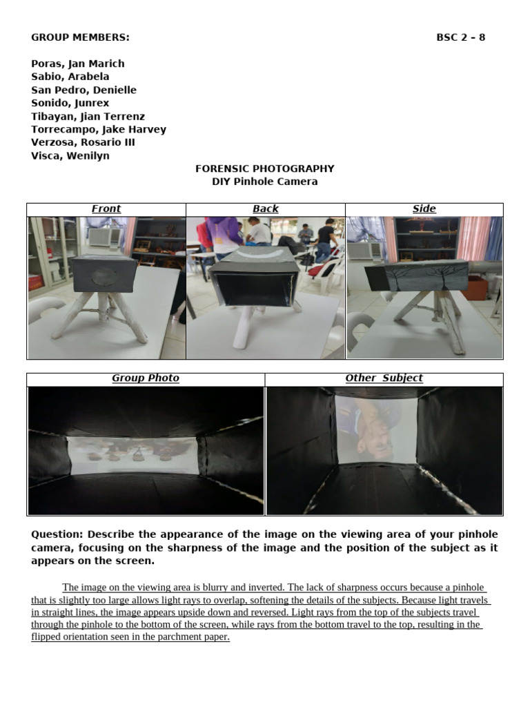 GROUP 3 DIY Pinhole Camera | PDF