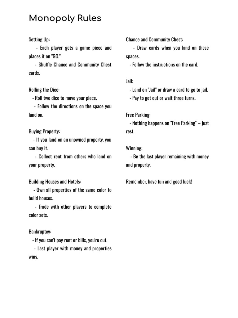 Monopoly Rules PDF | PDF