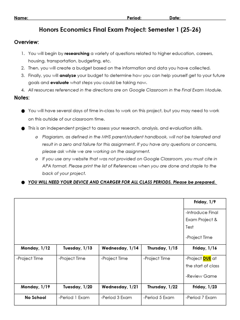 Honors PF Final Project Directions | PDF | Salary | Employment