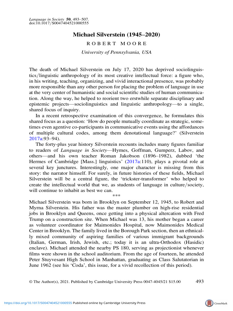 Michael Silverstein 1945 2020 | PDF | Linguistics