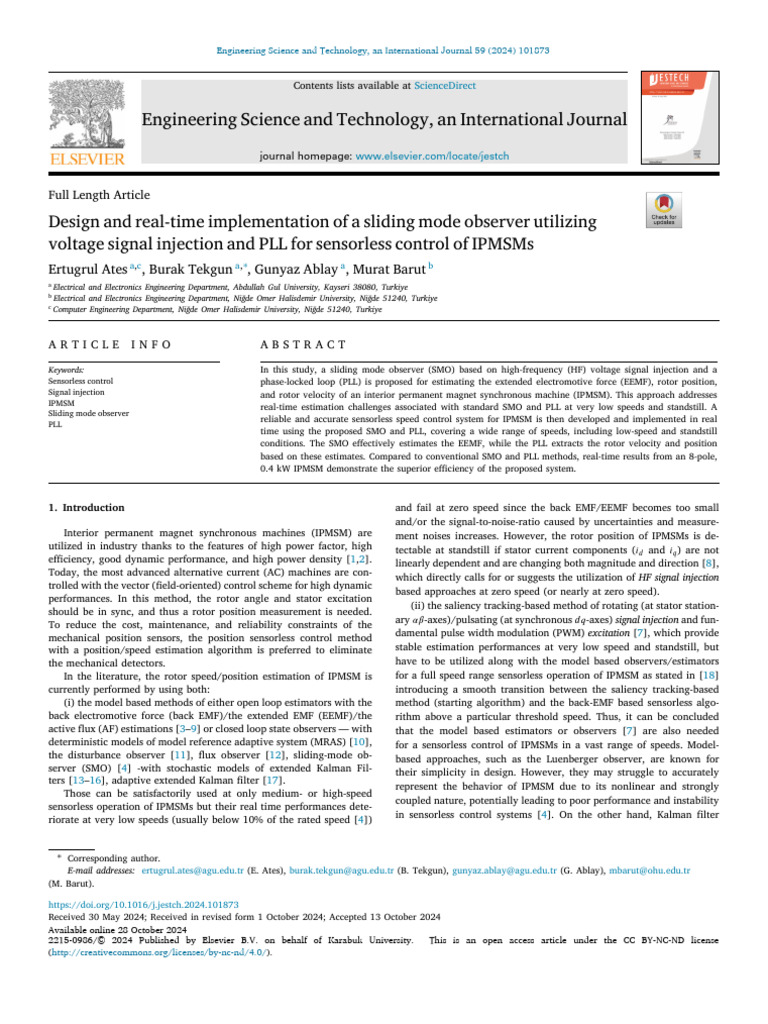 Design and Real-Time Implementation of A Sliding Mode Observer ...