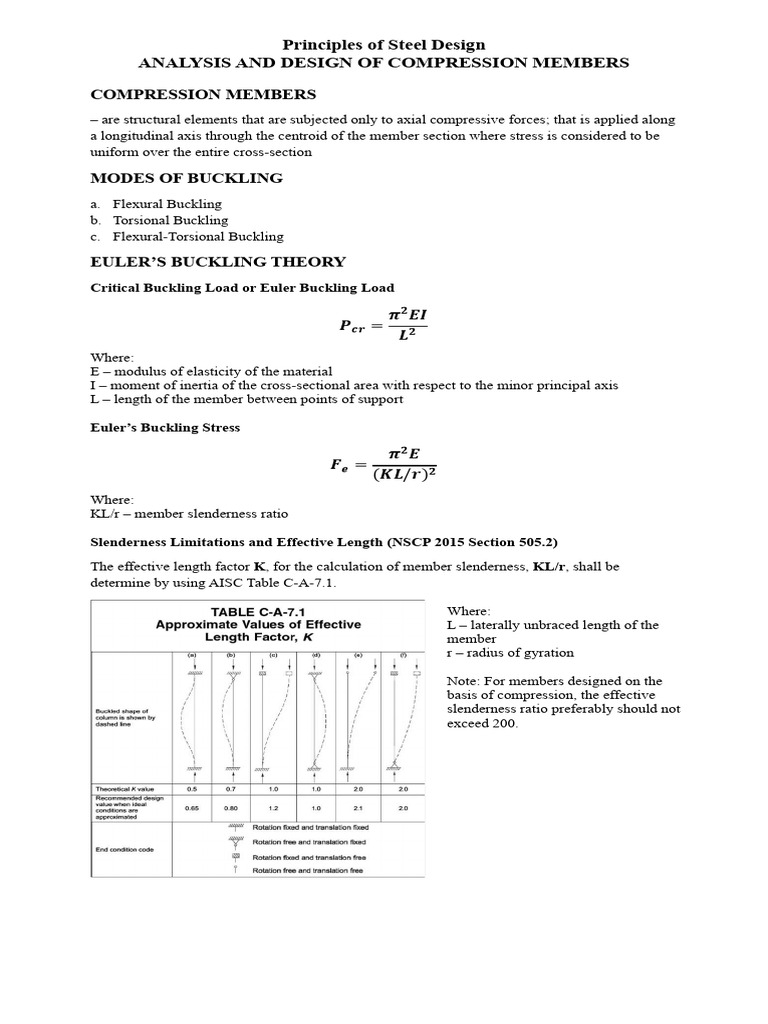Compression Members | PDF | Buckling | Earthquake Engineering