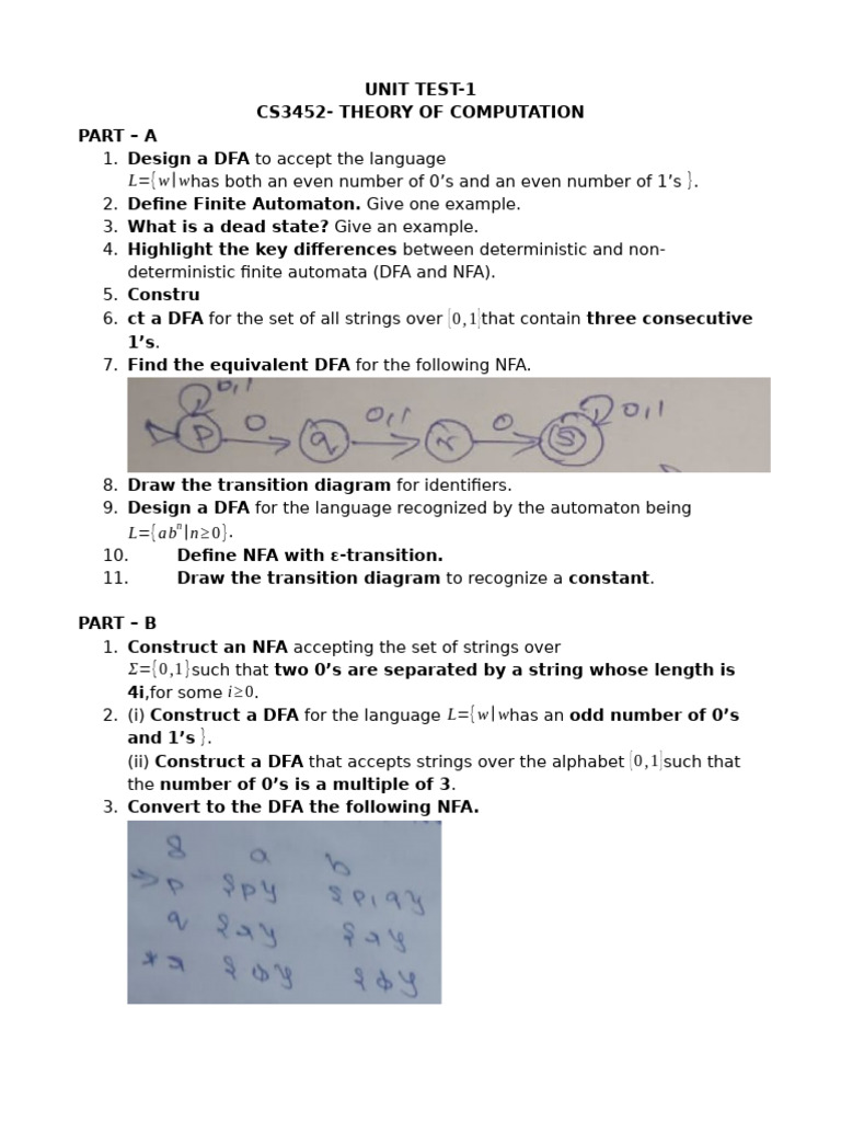 Unit Test 1 Toc Question | PDF