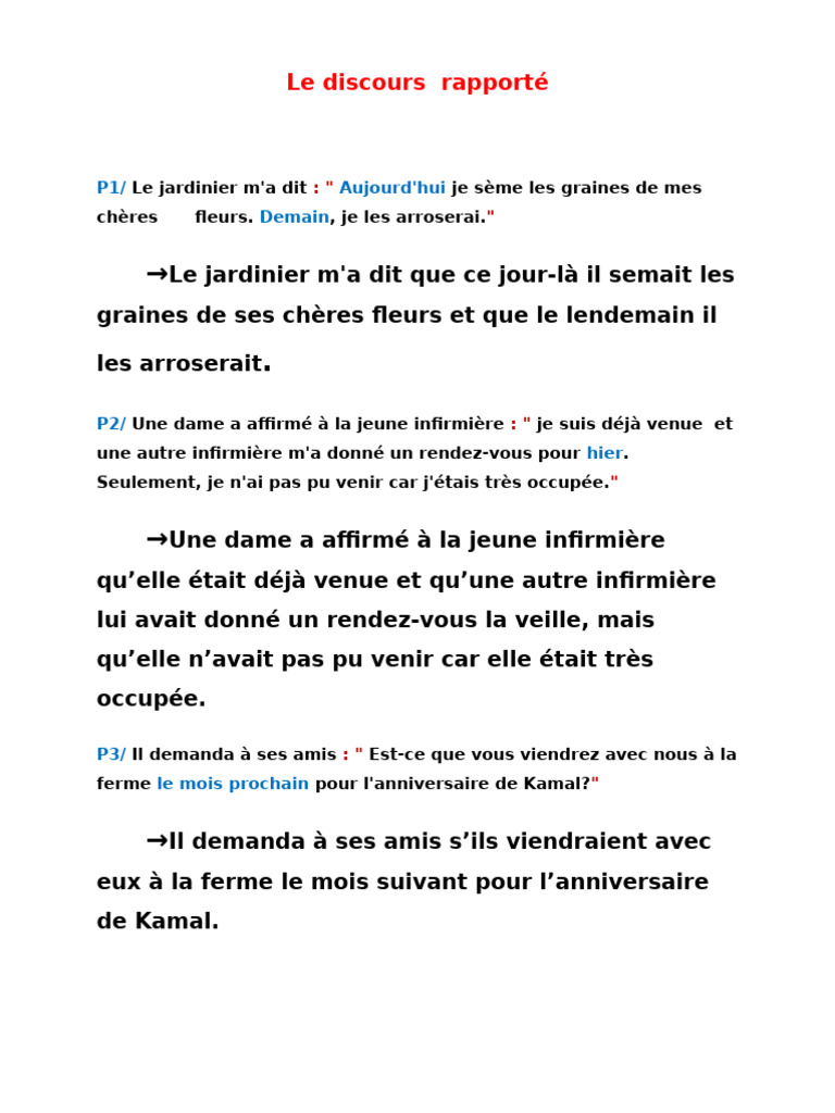 Le Discours Rapporté N°1 (Repense) | PDF