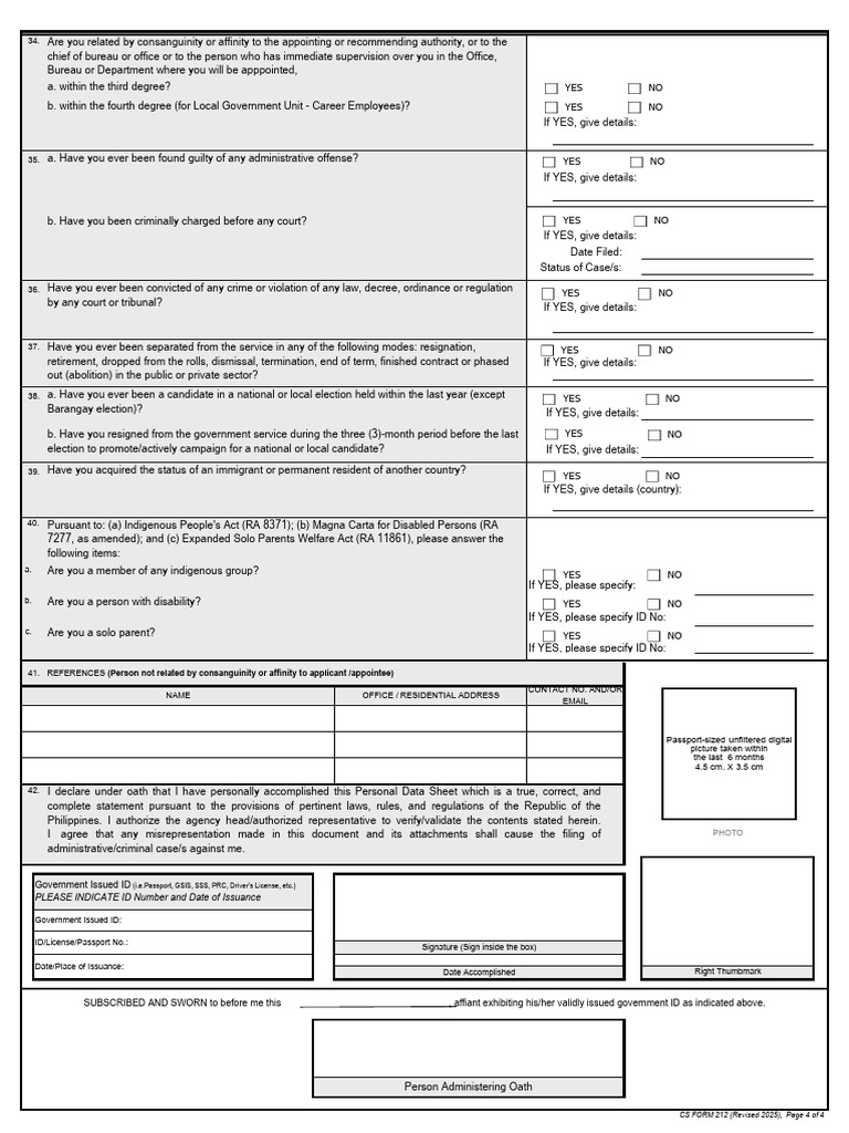 ANNEX H-1 - CS Form No. 212 Revised 2025 - Personal Data Sheet Page4 ...
