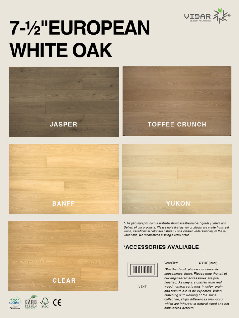 European White Oak 7 Specification Sheet | PDF | Wood