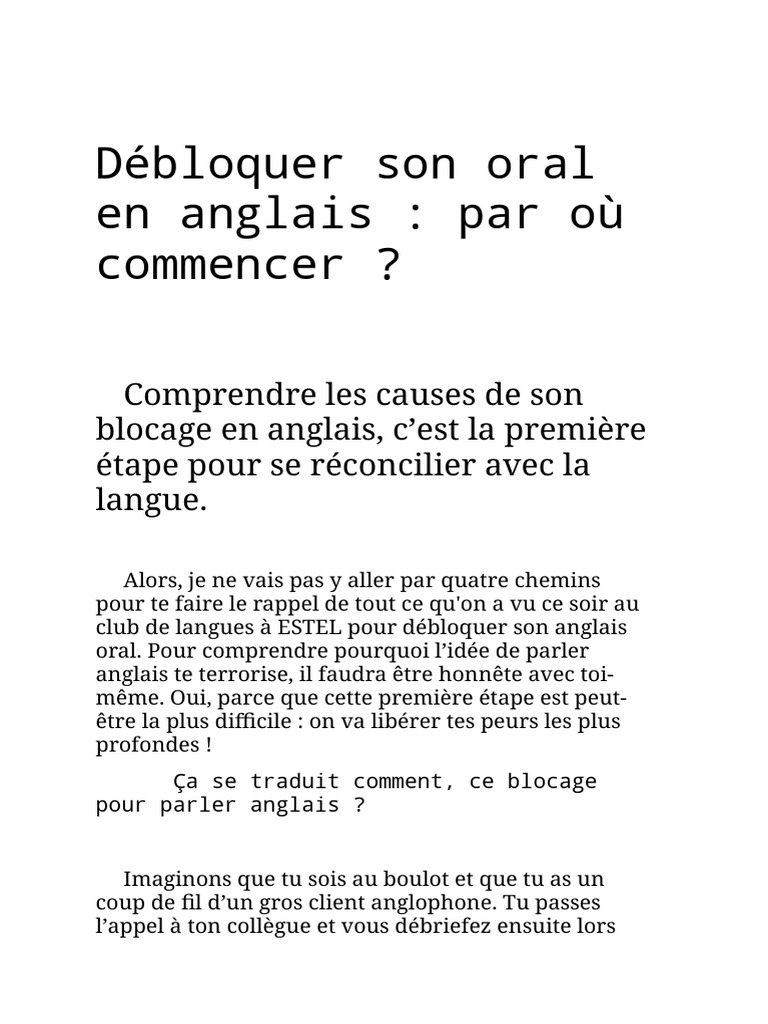 Débloquer Son Anglais Oral | PDF | Langue anglaise | Linguistique