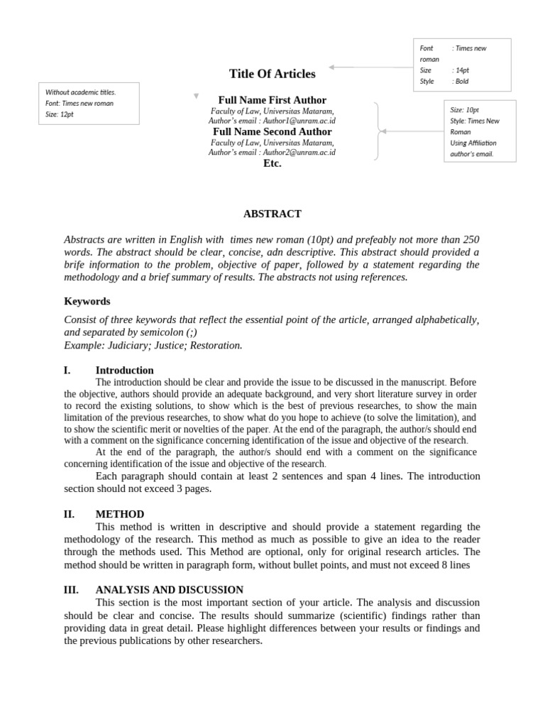 Template Jurnal Private Law in English | PDF | Abstract (Summary ...