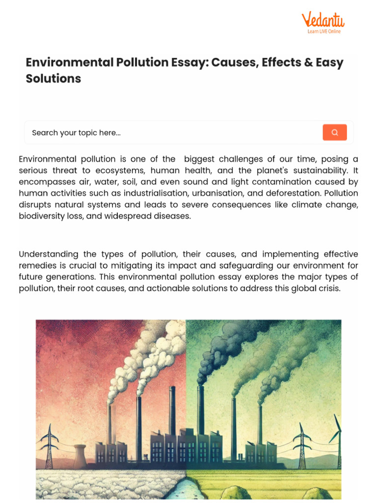 Environmental Pollution Essay - Causes, Effects & Easy Solutions | PDF
