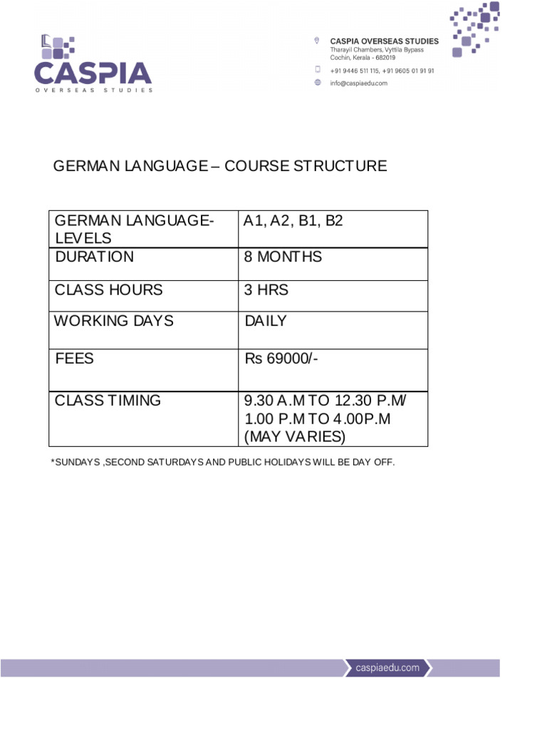 German Language Course Structure | PDF