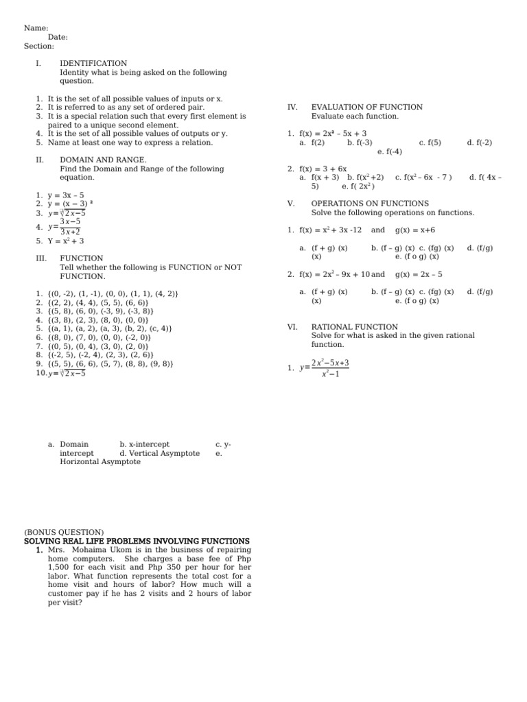 1st Quarter Exam in Gen Math (Abm) | PDF | Function (Mathematics ...