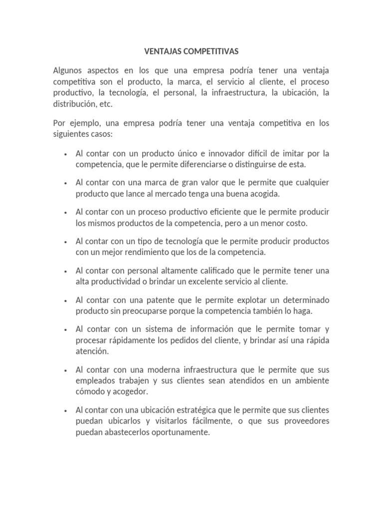 Ventajas Competitivas | PDF | Business | Mercado (economía)