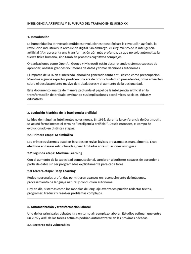 Inteligencia Artificial y El Futuro Del Trabajo | PDF