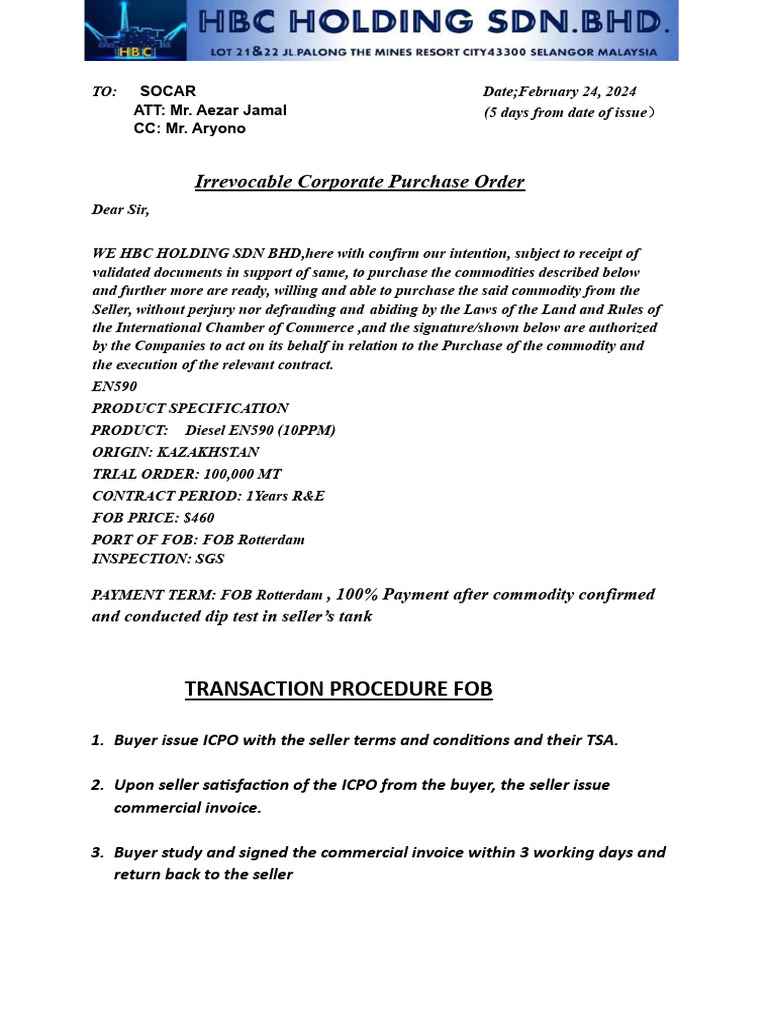 1 - Socar Rotterdam Fob-1 | PDF | Letter Of Credit