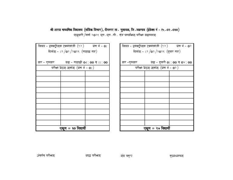 Practical Exam Time Table 2025-26 | PDF