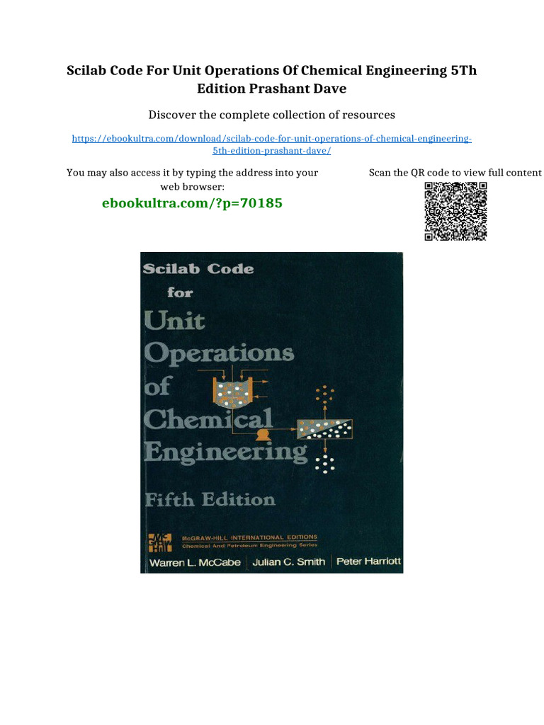 Scilab Code for Unit Operations of Chemical Engineering 5th Edition ...