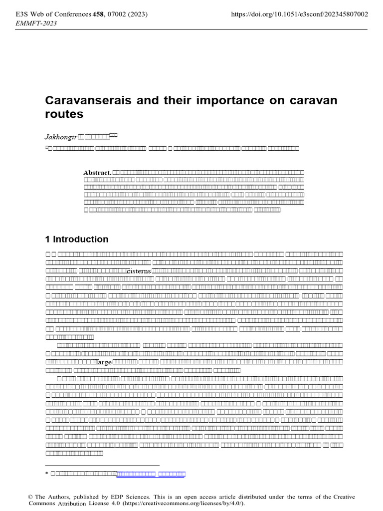Caravanserais and Their Importance on Caravan Rout | PDF