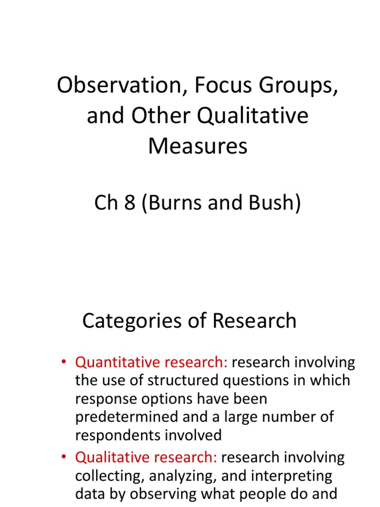 Qualitative Research Methods Overview | PDF | Focus Group | Observation