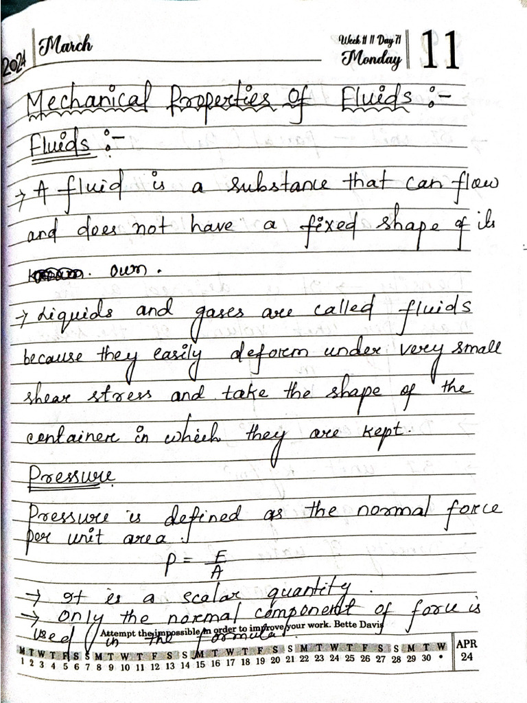 Notes For Mechanical Properties of Fluid (Hydrostatic) | PDF