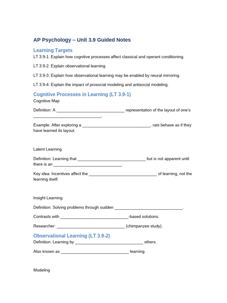 3.9+Guided+Notes | PDF | Imitation | Learning