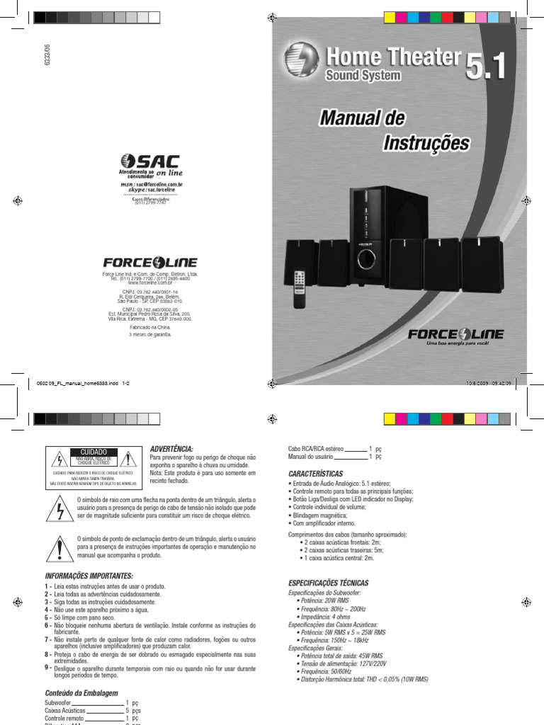 Home Teather Force Line | PDF | Eletrônicos | Engenharia Elétrica