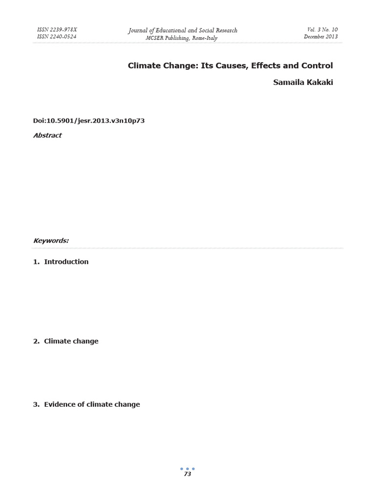 Climate Change Its Causes Effects and Control | PDF | Climate Change ...