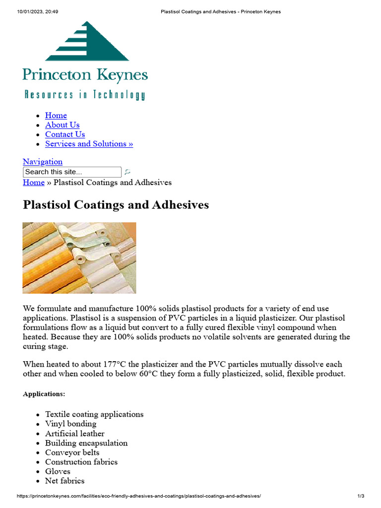 Plastisol Ex Princeton Keynes | PDF | Polyvinyl Chloride | Adhesive