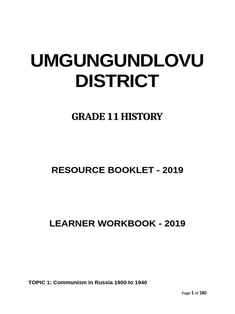Grade 11 History Learner Workbook 2018 | PDF | Cost Of Living ...