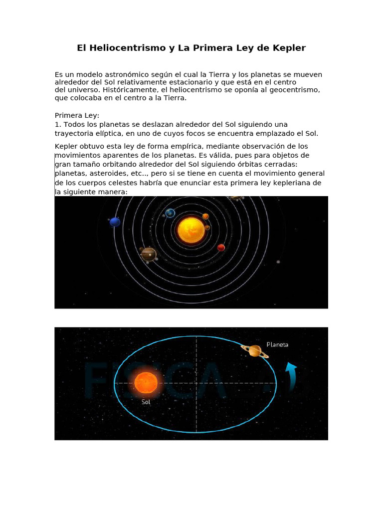 El Heliocentrismo y La Primera Ley de Kepler | PDF