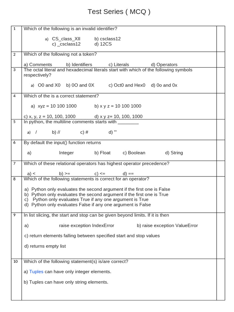 Test Series MCQ Selected | PDF | Computer Programming | Computing