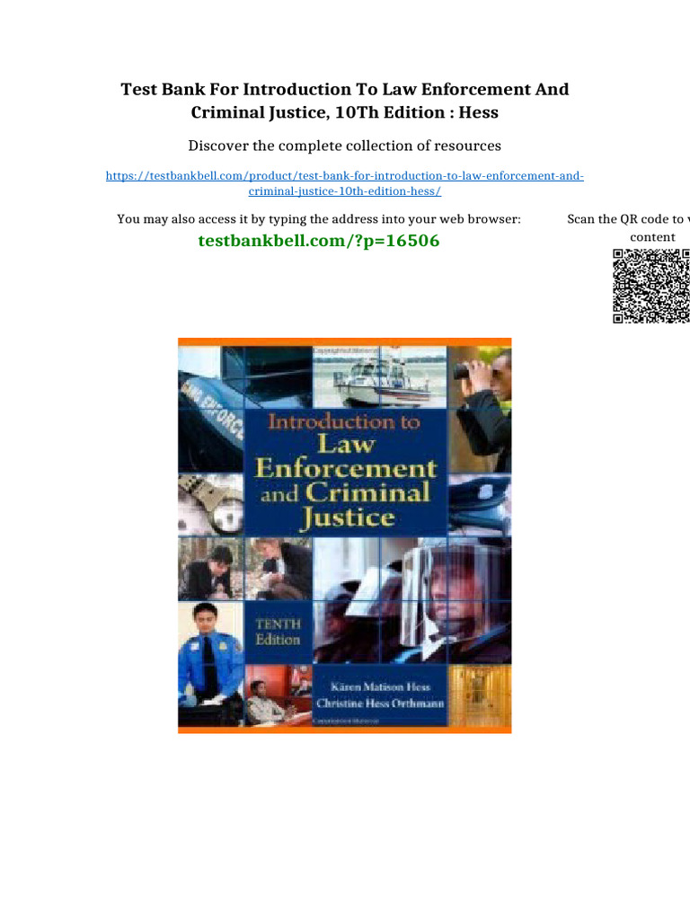 Test Bank for Introduction to Law Enforcement and Criminal Justice ...