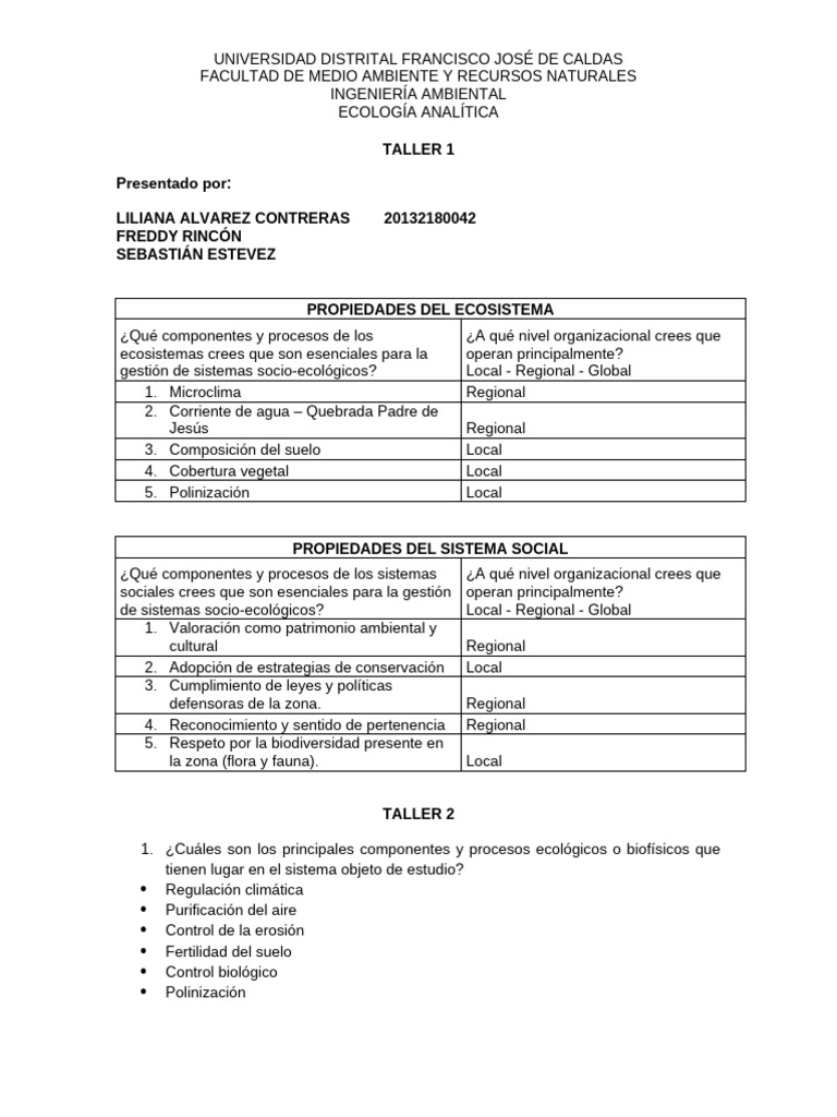 Taller 1 - Ecologia | PDF | Entorno natural | Ecología