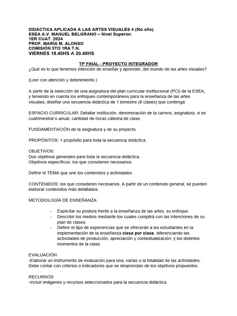 TP Final - Proyecto Integrador - 2024 | PDF | Enseñando