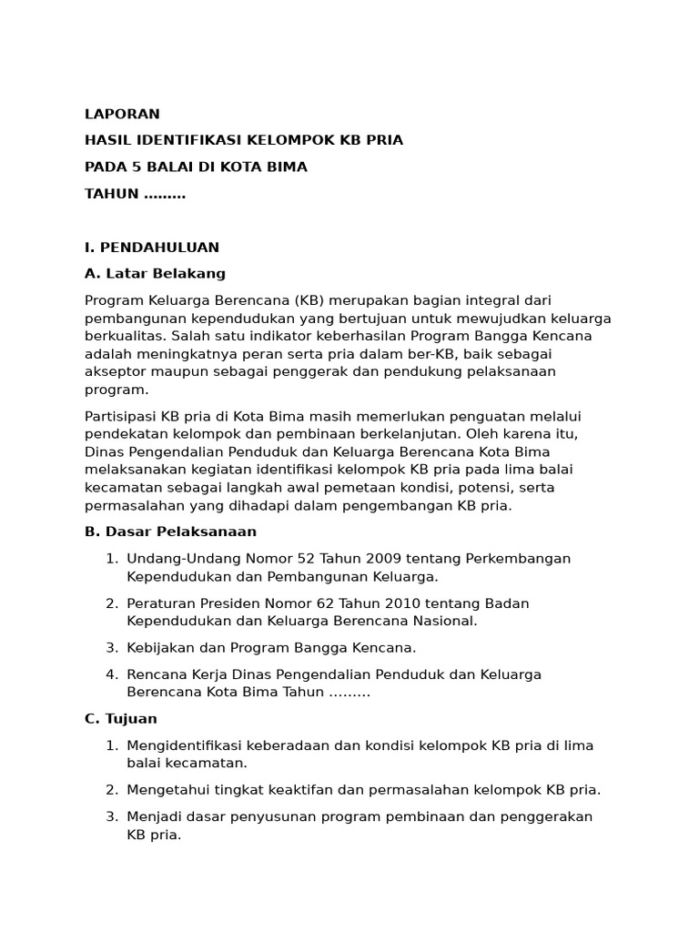 Laporan Identifikasi Kelompok KB Pria | PDF