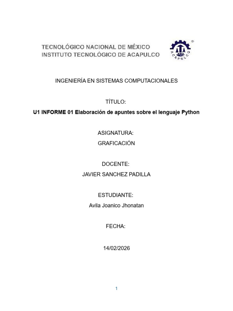 U1 INFORME 01 Elaboración de Apuntes Sobre El Lenguaje Python | PDF ...