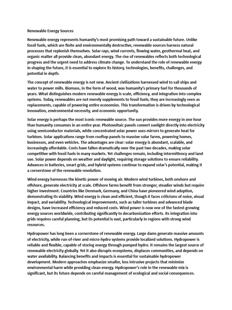 Renewable Energy Sources | PDF