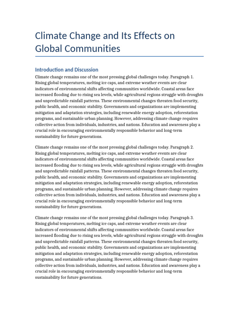 Climate Change Global Communities | PDF | Climate Change | Climate ...