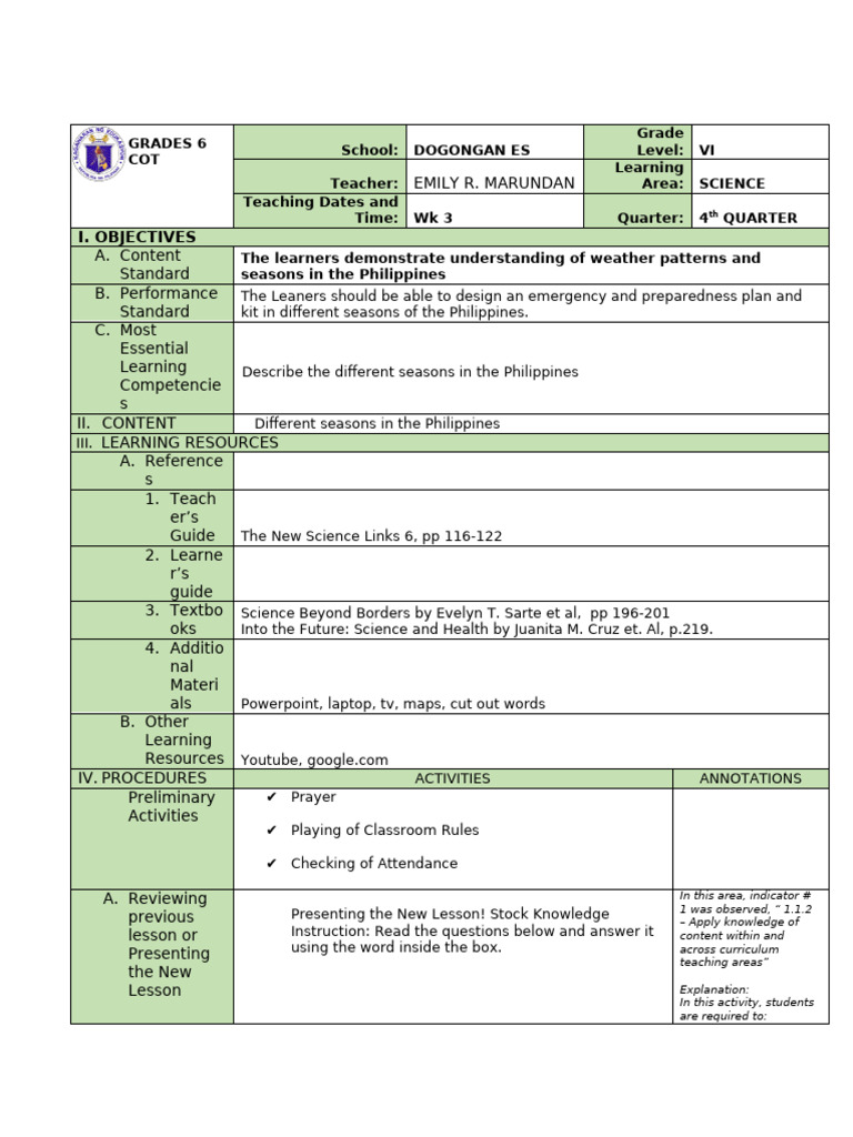 Sci6q4_week 3 Final | PDF | Learning | Rain
