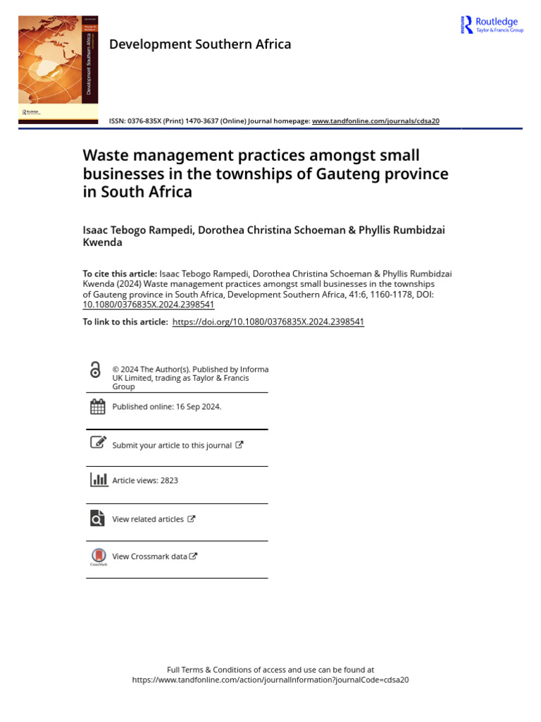 Waste Management Practices Amongst Small Businesses in The Townships of ...