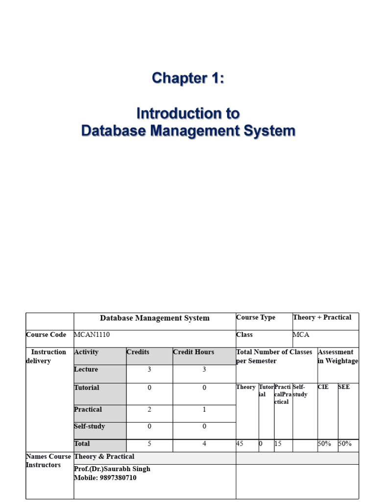 Ch1 Introduction to DBMS 1 | PDF | Databases | Sql