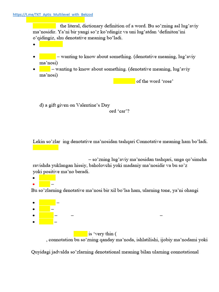LESSON 3 - Denotation and Connotation | PDF | Lexicology | Semantics