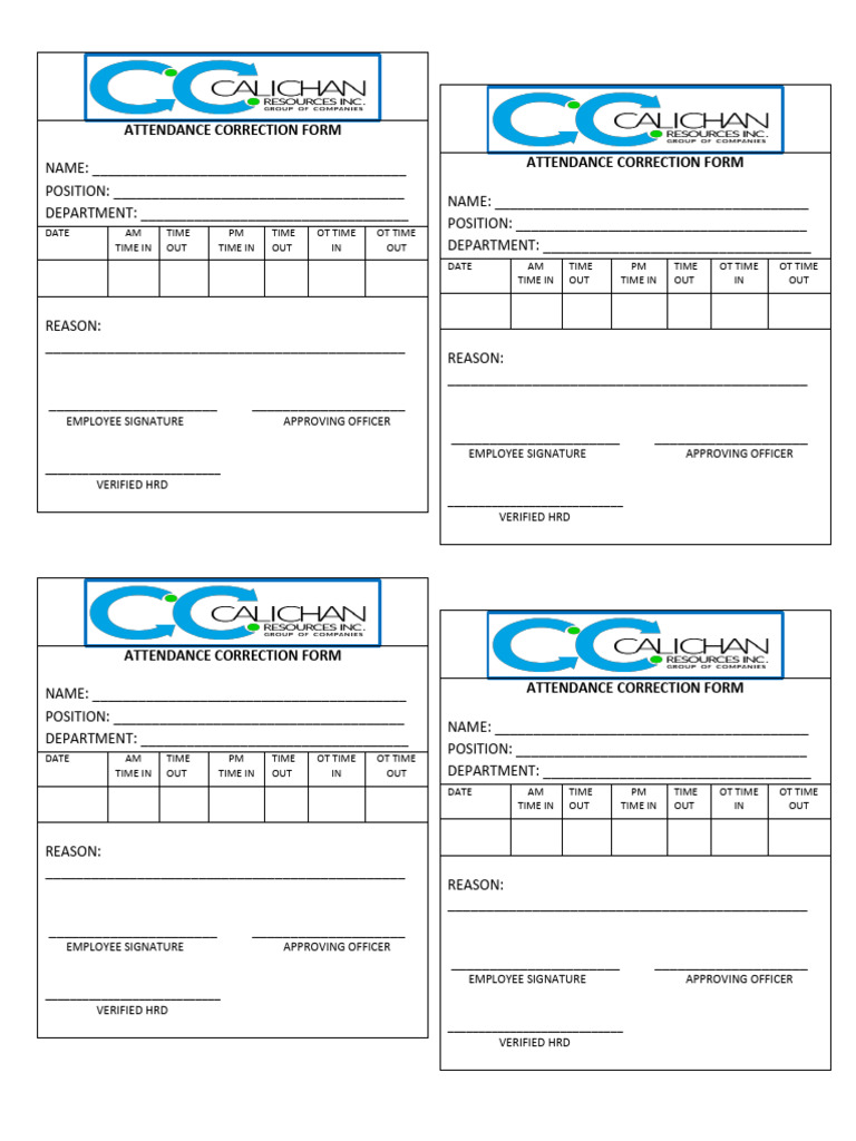 Attendance Correction Form | PDF