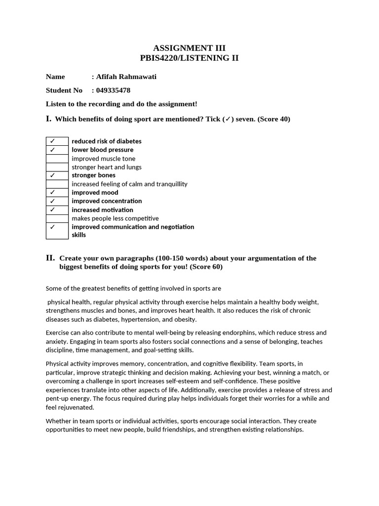 Assignment III Listening II | PDF