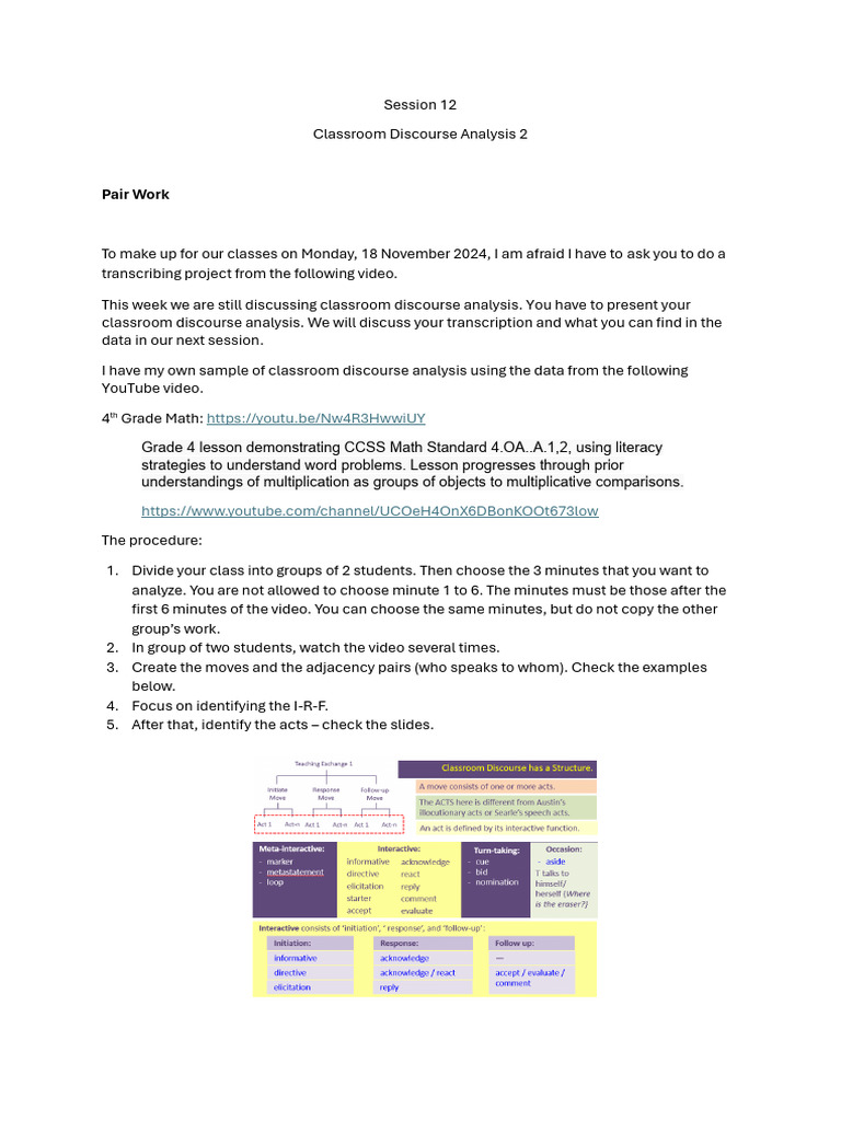 Session 13 - Transcribing Classroom Discouse - Practice | PDF ...