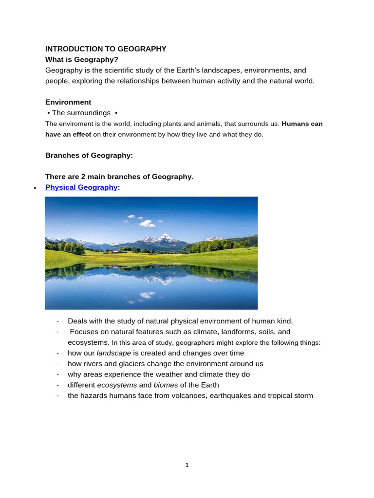 Introduction To Geography | PDF | Geography | Natural Environment