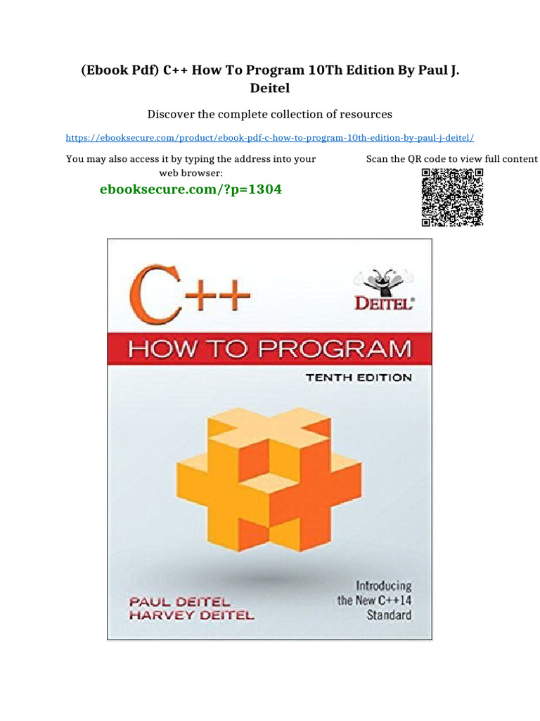 (eBook PDF) C++ How to Program 10th Edition by Paul J. Deitel Ready to ...