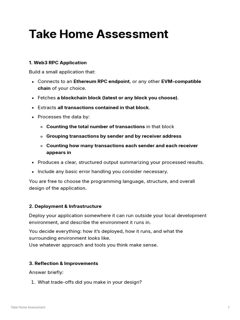 Take Home Assessment Sovrency | PDF