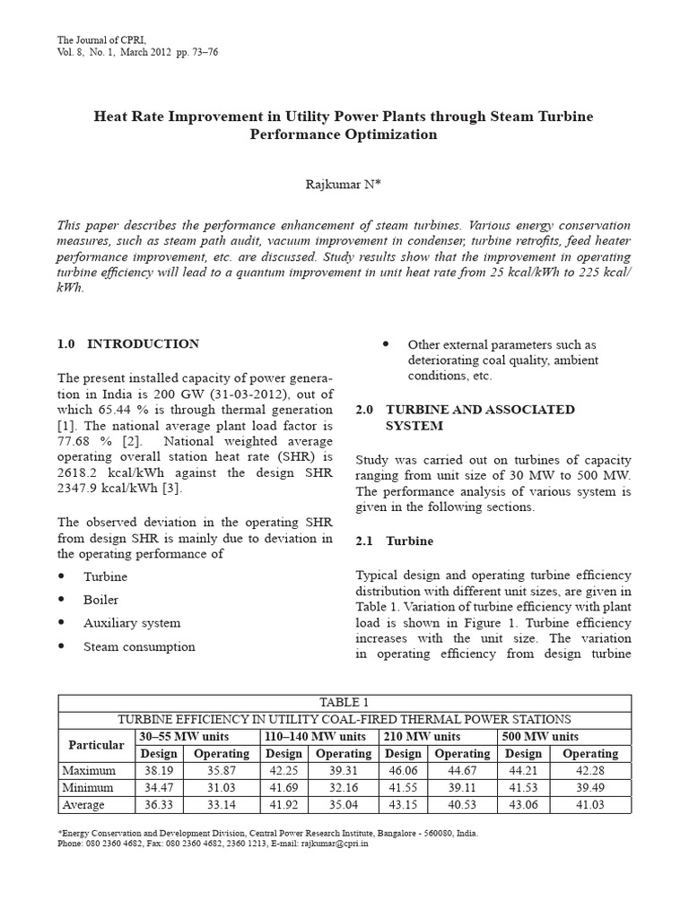 Heat Rate Improvement in Utility | PDF | Power Station | Turbine