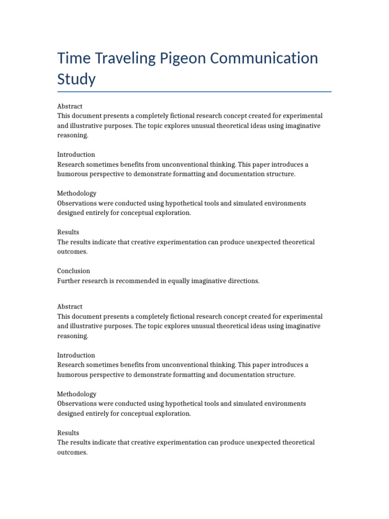 Time Traveling Pigeon Communication Study | PDF | Methodology | Thought