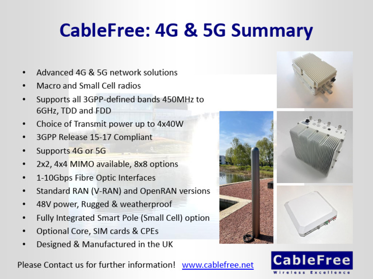 CableFree 4G-5G-LTE Networks Summary 1-Page | PDF